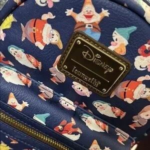 Disney | Bags | Disney Loungefly Dwarf Print Navy Backpack 